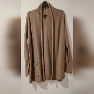 H&M Cotton Angora Long Open Cardigan Taupe XL